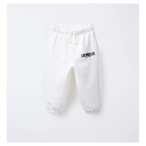 NWT zara baby toddler boy 3 years Raised Text jogger pull on sweatpants white
